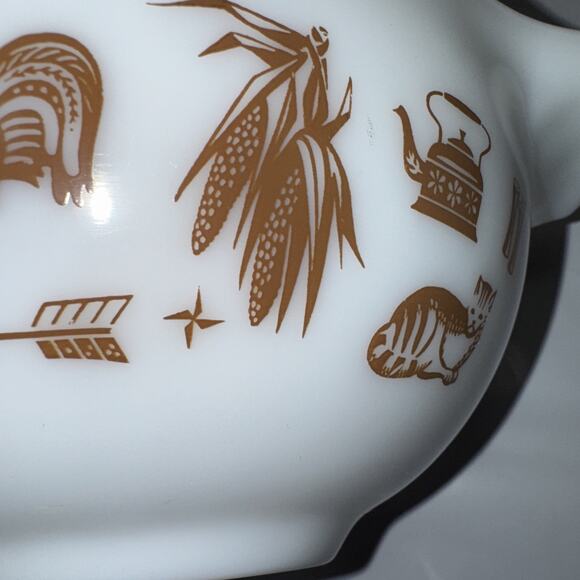 Pyrex 443 Early Americana 2 1/2qt Cinderella Round Casserole Dish Brown on White - Picture 10 of 16